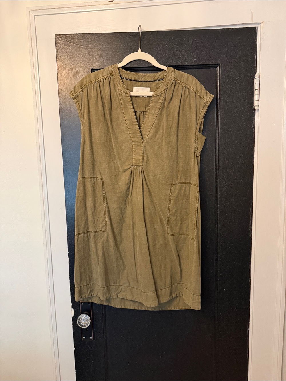 Womenβs Olive Green V-Neck Tunic dress